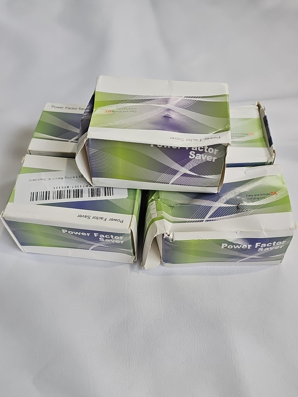 Power Factor Saver Boxes - Green and Blue Packaging - Set of 5